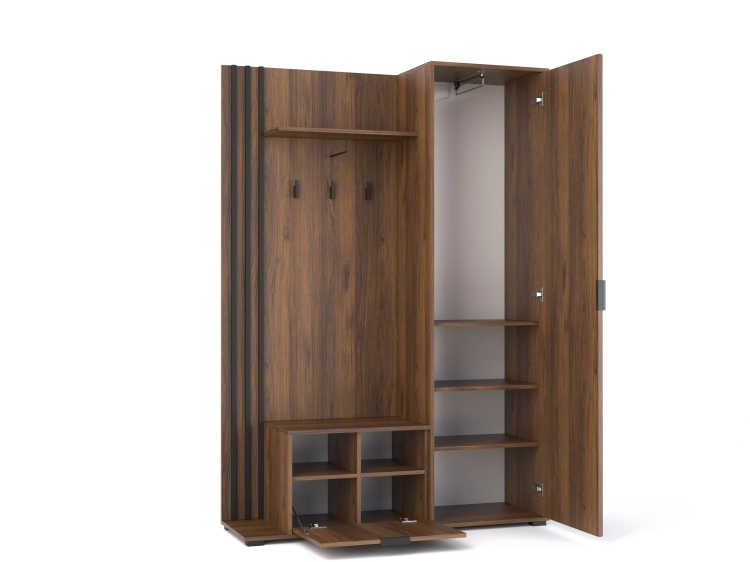 Elegancka garderoba z lustrem do przedpokoju orzech LIMA