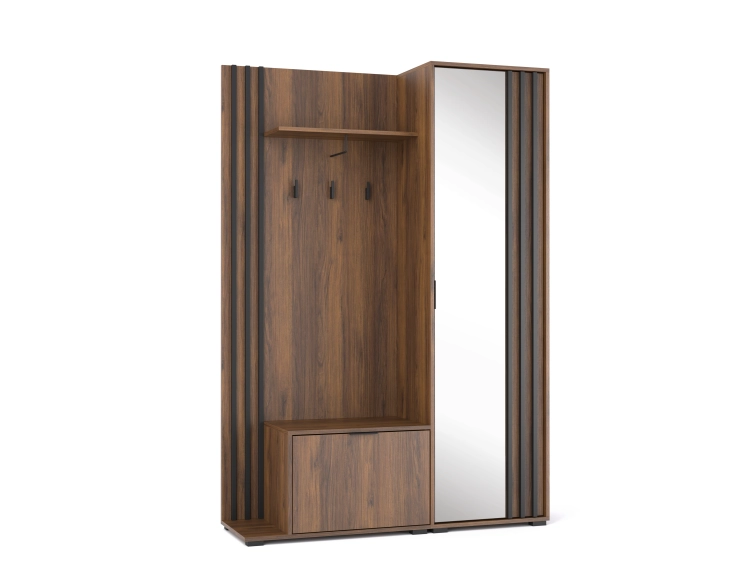Elegancka garderoba z lustrem do przedpokoju orzech LIMA