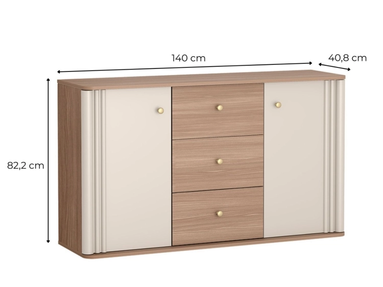 Elegancka komoda do salonu z szufladami kaszmir/bolivar SORINA