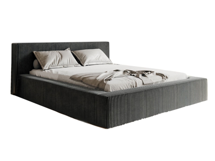 Grafitowe łóżko sztruksowe do sypialni 140x200 TULIA