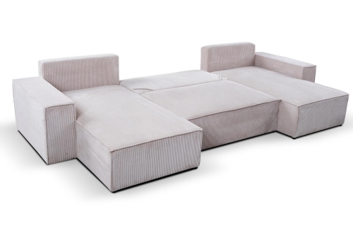 Narożnik z funkcją spania musztardowy w kształcie U MALO