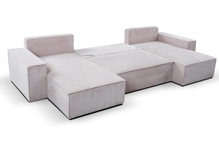 Narożnik z funkcją spania musztardowy w kształcie U MALO