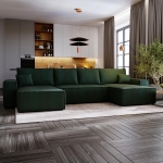 Duży zielony narożnik do salonu U rozkładany MALO