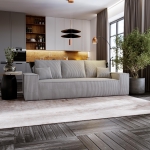 Sztruksowa sofa szara do salonu rozkładana MALO 