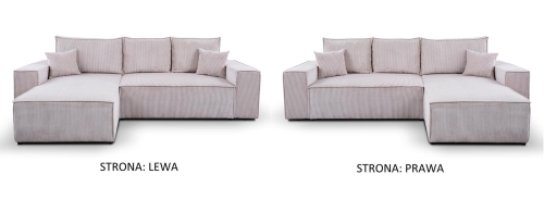 Narożnik sztruksowy z funkcją rozkładania MALO Pomarańczowy