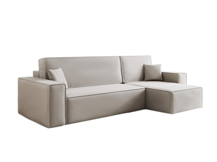 Narożnik beżowy klasyczny z funkcją spania CARLS