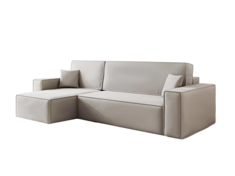 Narożnik beżowy klasyczny z funkcją spania CARLS