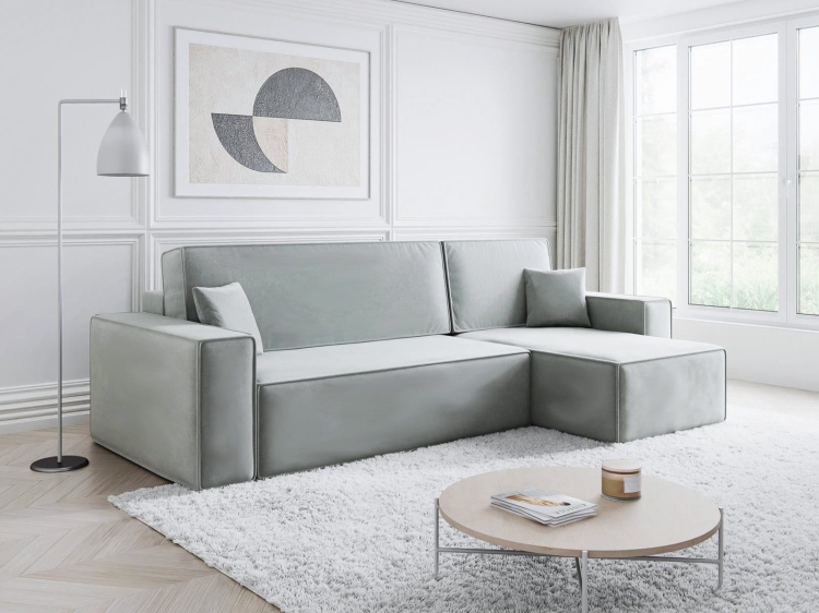 Szary narożnik do małego pokoju CARLS rozkładany