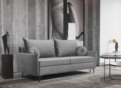 Szara sofa do salonu rozkładana 3-osobowa LEO