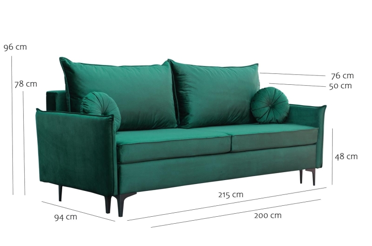 Szara sofa do salonu rozkładana 3-osobowa LEO