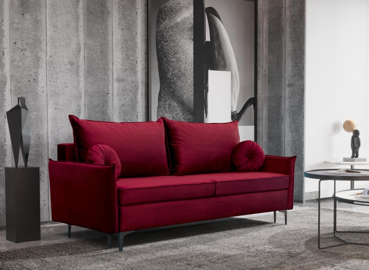 Czerwona sofa do salonu rozkładana LEO