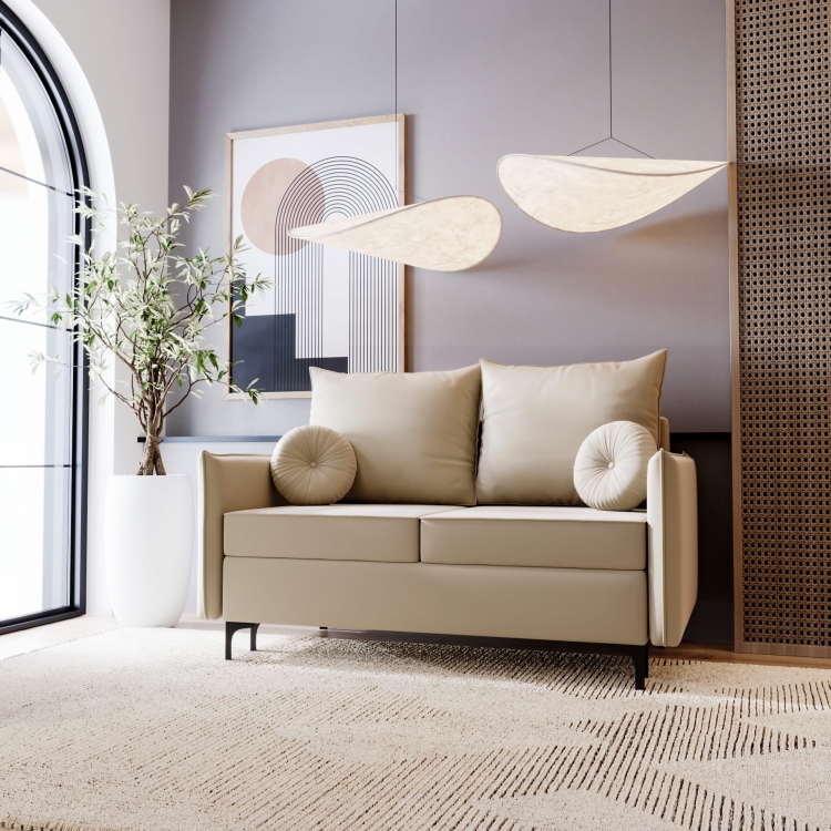 Beżowa mała sofa z funkcją spania LEO