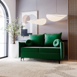 Zielona sofa rozkładana 145 cm szeroka LEO VELVET