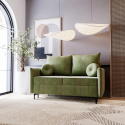 Dwuosobowa sofa z funkcją spania 145cm szeroka LEO OLIWKA