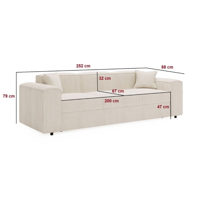 Nowoczesna sofa do salonu rozkładana 252 cm SANTO SZARA