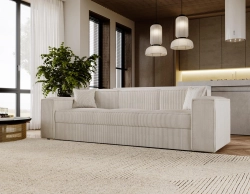 Sofa kremowa sztruksowa do salonu z funkcją spania SANTO
