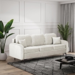 Kanapa welurowa z funkcją spania do salonu BELLA KREMOWY