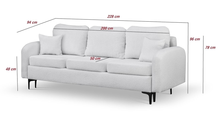 Wygodna szara welurowa sofa do salonu BELLA