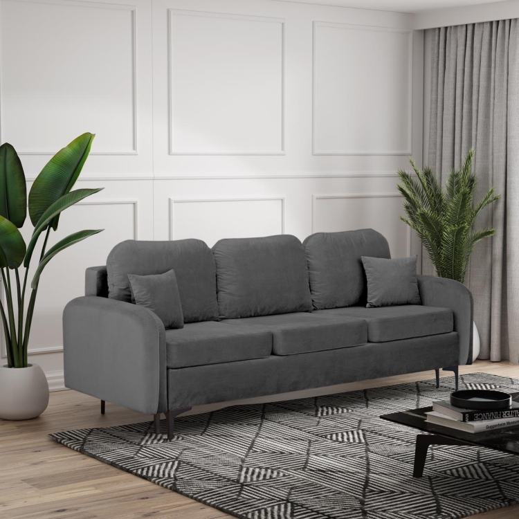 Sofa wygodna do małego salonu BELLA GRAFIT WELUR