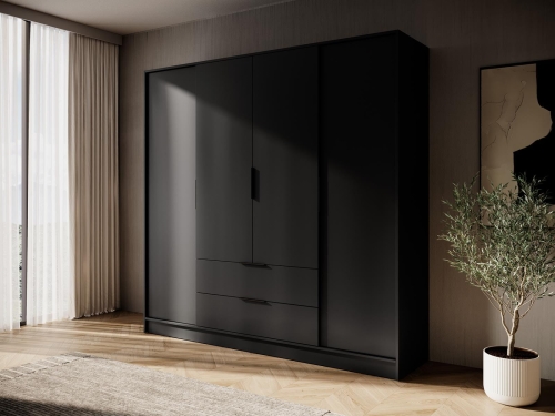 Pojemna szafa do sypialni czarna 206 cm KALS