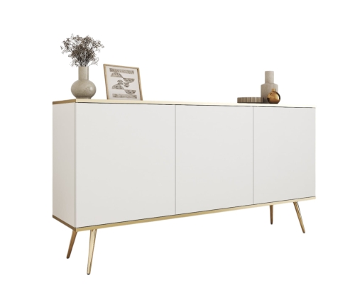 Elegancka komoda trzydrzwiowa 160 cm szeroka POLA BIAŁY+CZARNY