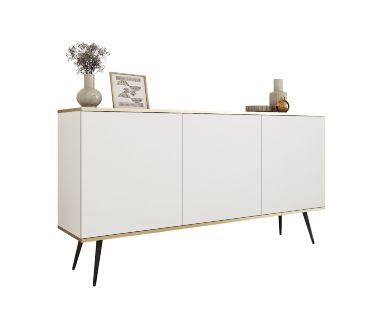 Elegancka komoda trzydrzwiowa 160 cm szeroka POLA BIAŁY+CZARNY