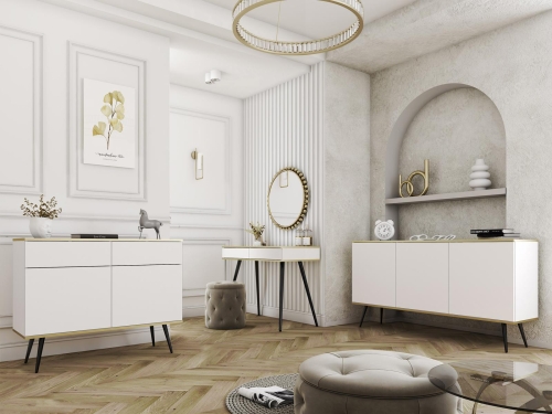 Elegancka komoda trzydrzwiowa 160 cm szeroka POLA BIAŁY+CZARNY