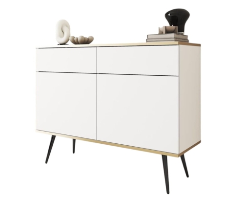 Biała wąska komoda z szufladami w stylu glam POLO BIAŁY