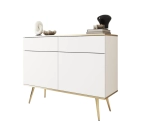 Komoda biała glamour na złotych nóżkach POLO 