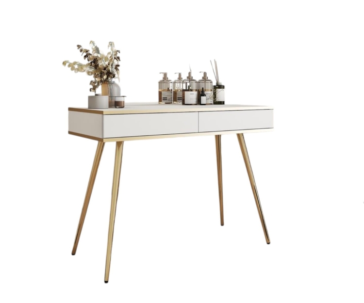 oroBiała toaletka glamour do sypialni POLO ZŁOTA PODSTAW