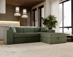 Designerski narożnik do salonu rozkładany SANTO OLIWKA