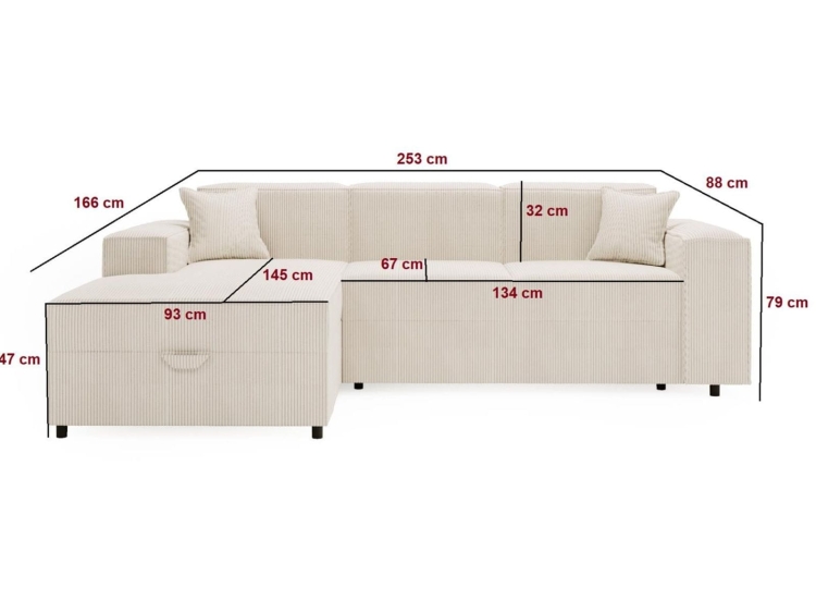 Wygodna sofa narożna z funkcją spania SANTO SZARY