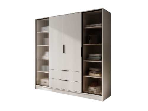 Modna szafa do przedpokoju ze szkłem ryflowanym KALS KASZMIR