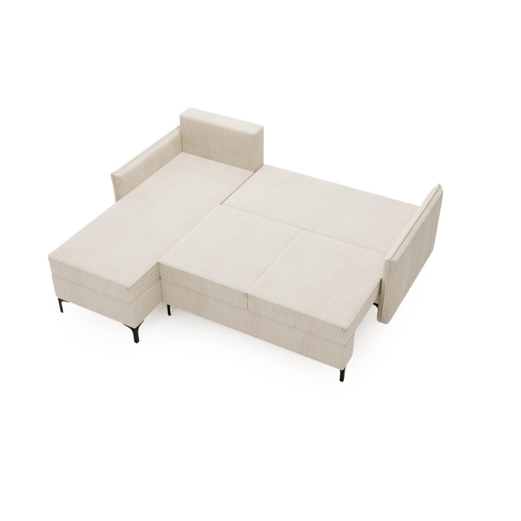 Welurowa sofa narożna rozkładana na wysokich nogach LEO