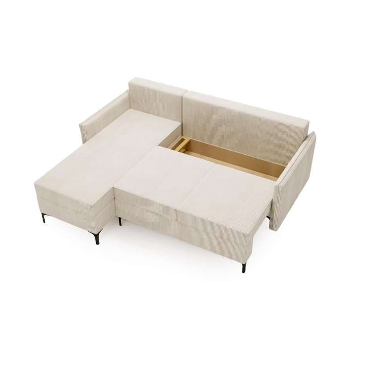 Kremowy narożnik do salonu rozkładany z wygodnym siedziskiem LEO