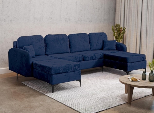 Narożnik w kształcie litery U BELLA GRANATOWY