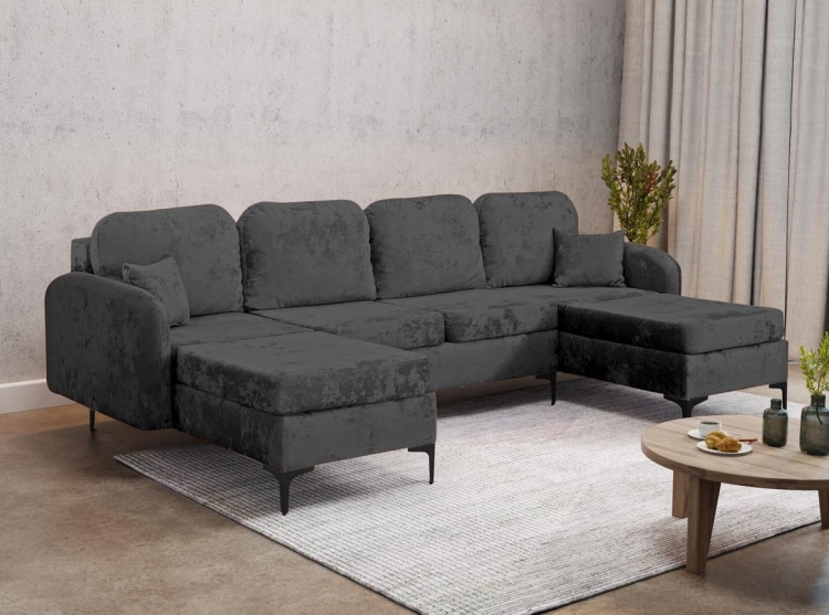 Duży narożnik do salonu U nowoczesny BELLA GRAFIT