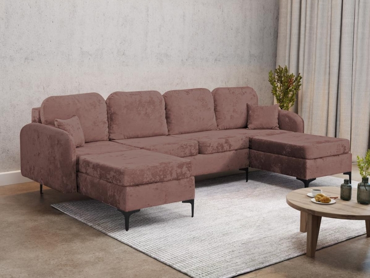 Narożnik U do salonu z wygodnym siedziskiem BELLA RÓŻ