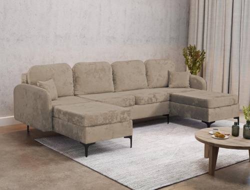 Narożnik klasyczny U do salonu rozkładany BELLA BEŻ