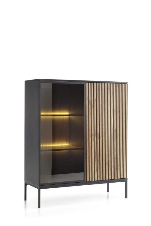 Witryna z ryflowanym frontem LINO DĄB WOTAN