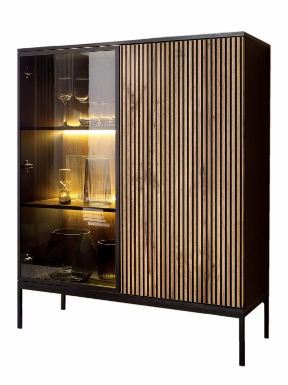 Witryna z ryflowanym frontem LINO DĄB WOTAN