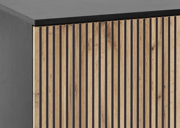Komoda z trzema szufladami w stylu loft z LED LINO DĄB WOTAN