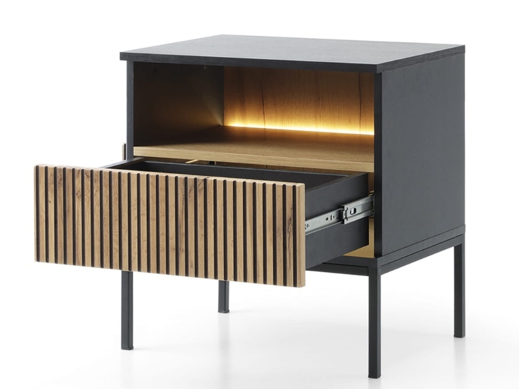 Stolik nocny z lamelami loft LINO DĄB WOTAN