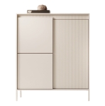 Beżowa wysoka komoda z lamelami GAVINS 