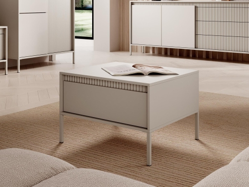 Modny stolik kawowy z szufladą BEŻ GAVINS