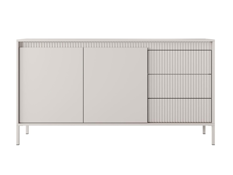 Komoda beżowa ryflowana do sypialni z szufladami GAVINS