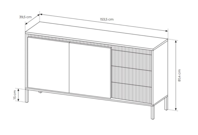 Komoda beżowa ryflowana do sypialni z szufladami GAVINS