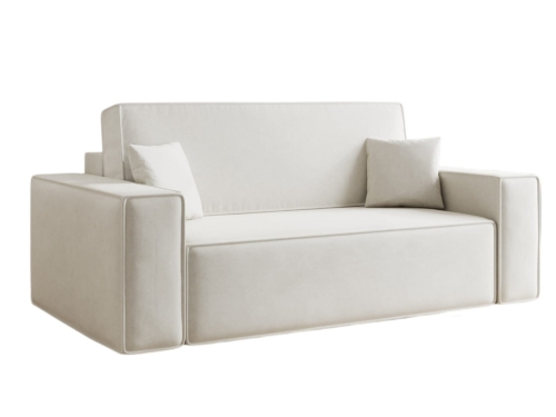 Mała sofa kremowa z funkcją spania do małego pokoju CARLS