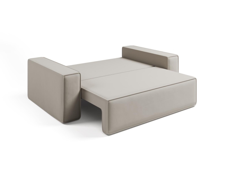 Mała sofa kremowa z funkcją spania do małego pokoju CARLS