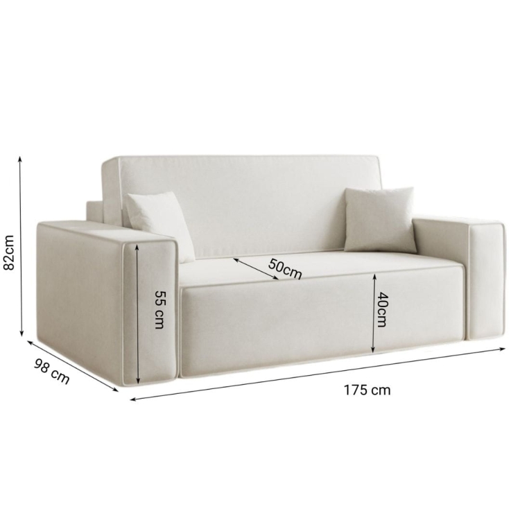 Szara sofa dwuosobowa 175 cm szeroka CARLS